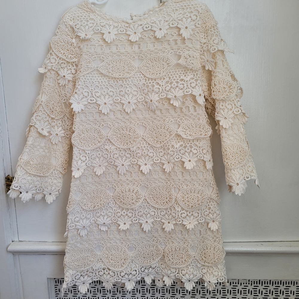 Gorgeous Trish Scully Cream Lace Shift Dress - Girls 7